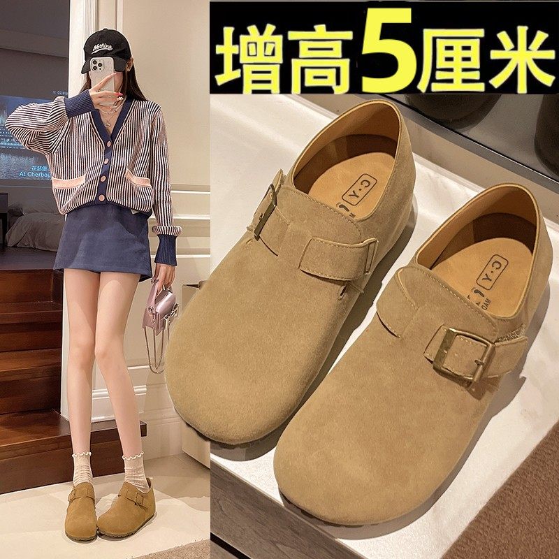 内增高厚底勃肯鞋女2025春季新款可踩两穿一脚蹬复古博肯单鞋34码,女鞋,勃肯鞋/软木鞋,淘宝优惠券,粉丝福利购,淘宝优惠卷