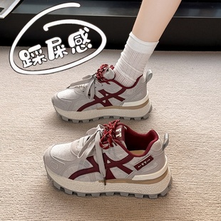 2025秋季 新款 增高德训板鞋 女鞋 34码 厚底运动鞋 学生休闲阿甘鞋 爆款