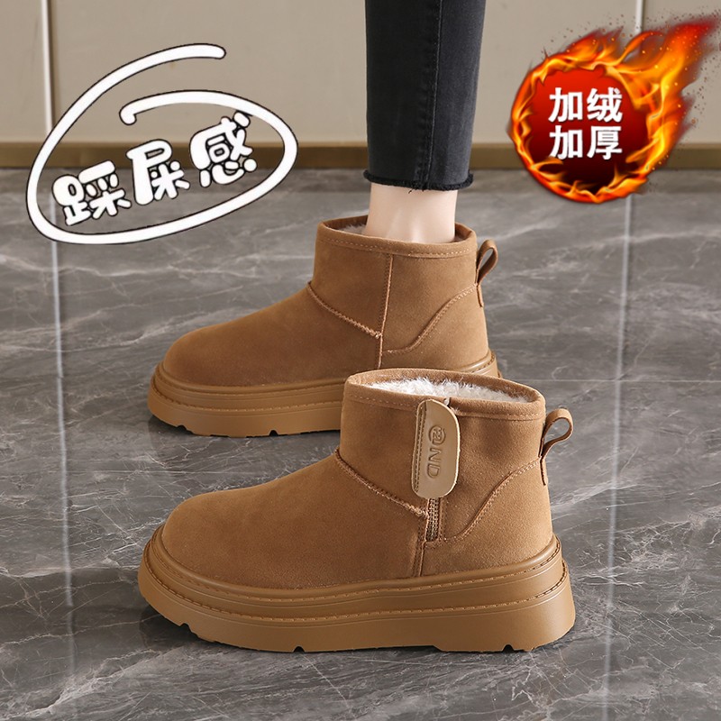 踩屎感雪地靴女加绒马丁短靴棉鞋