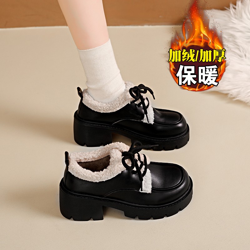 【定制大码】加绒乐福小皮鞋棉鞋