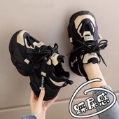 踩屎感老爹鞋 34码 女2025新款 春秋松糕厚底增高休闲跑步旅游运动鞋