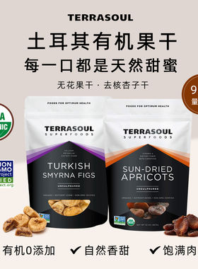 Terrasoul进口有机无花果干杏子干无核土耳其果脯大颗粒原味