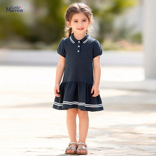 可爱欧美风儿童裙子 女童连衣裙 简约休闲童裙 maven夏季 Little