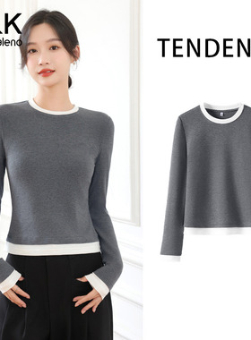 班尼路S&K系列圆领打底衫女2025秋冬款修身长袖内搭薄绒保暖上衣Q