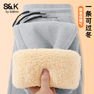男款 加绒束脚裤 冬季 保暖裤 子男 加厚棉裤 班尼路S&K羊羔绒卫裤