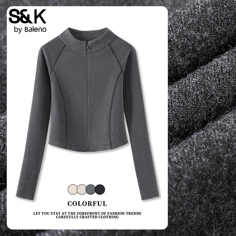 班尼路S&K系列薄绒打底衫女2025秋冬新款加绒亲肤针织高级感上衣Q