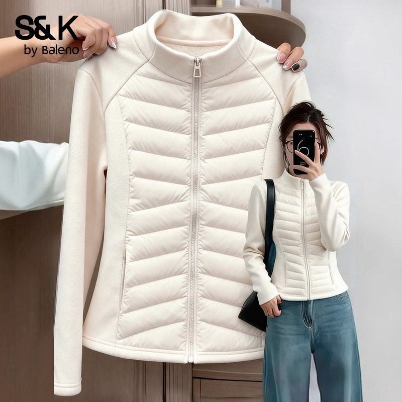 班尼路S&K系列立领双面绒修身外套女2025冬款加绒保暖修身亲肤Q