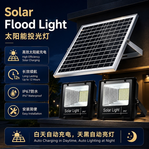 太阳能庭院灯户外灯照明灯家用防水新款农村led大门路口灯投光灯