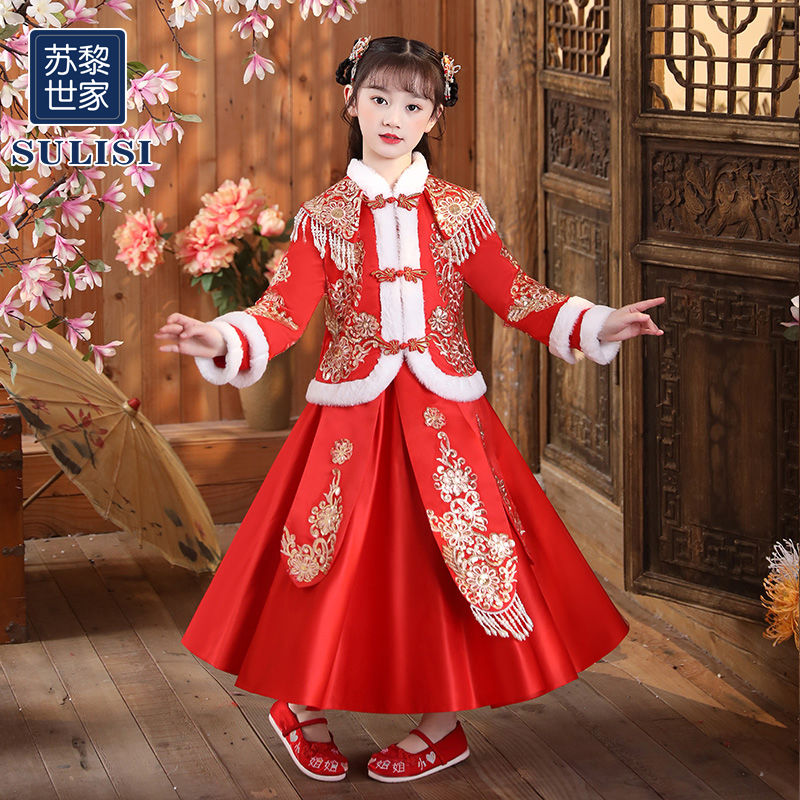 苏黎世家拜年服女童汉服古装儿童新年唐装套