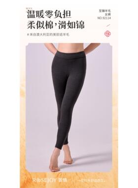 如锦至臻羊毛裤女92114双层羊毛加厚高腰打底厚秋裤保暖裤薄棉裤