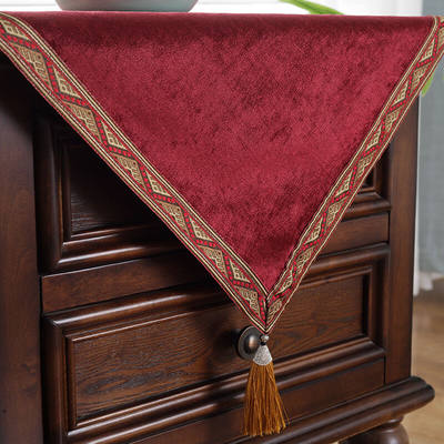 丝麓云床头柜罩保护套新中式床头柜盖布红色喜庆方桌桌布色正方形