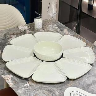 过年夜饭圆桌盘子菜盘家用陶瓷团圆拼盘餐具组合碗碟套装 2023新款
