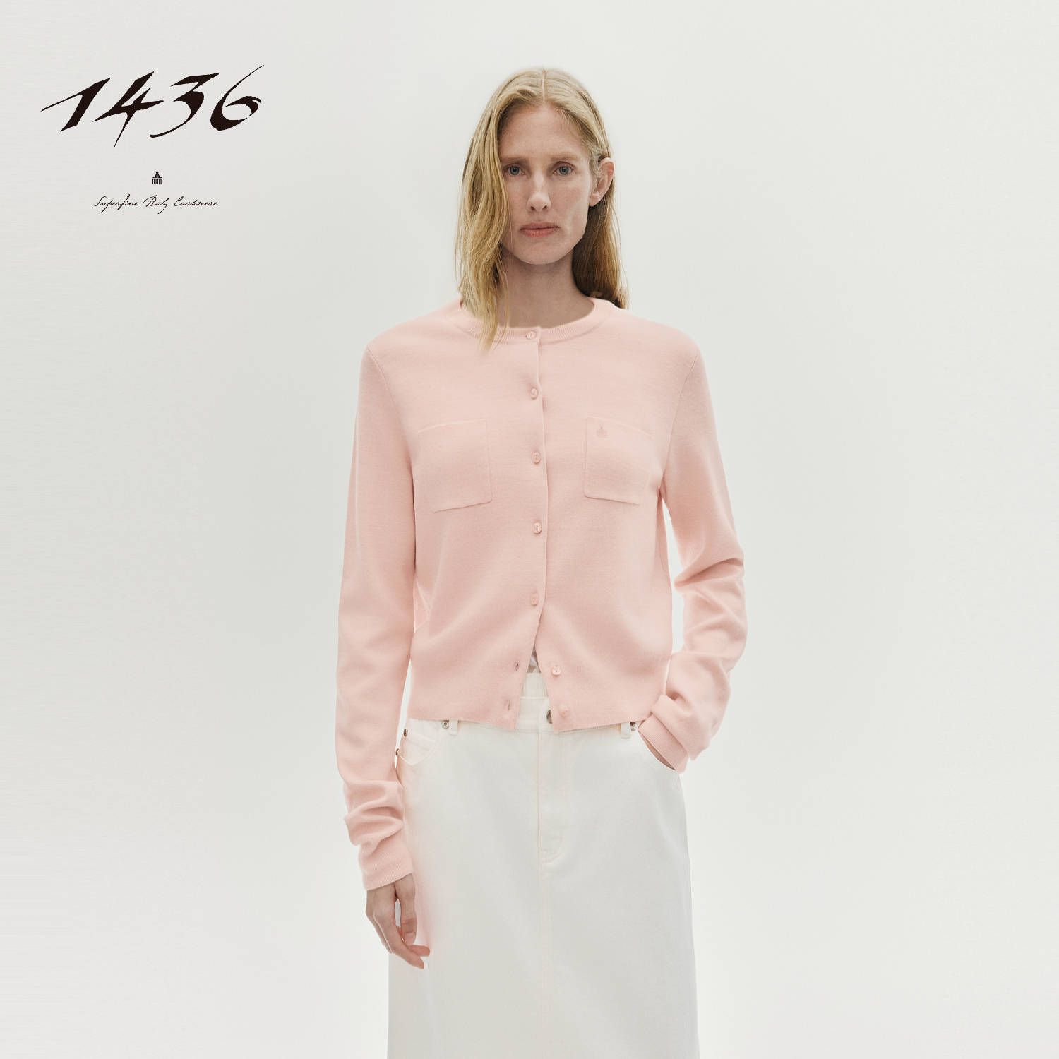 1436早春新品2026春夏  精纺圆领双提刺绣女士羊绒开衫