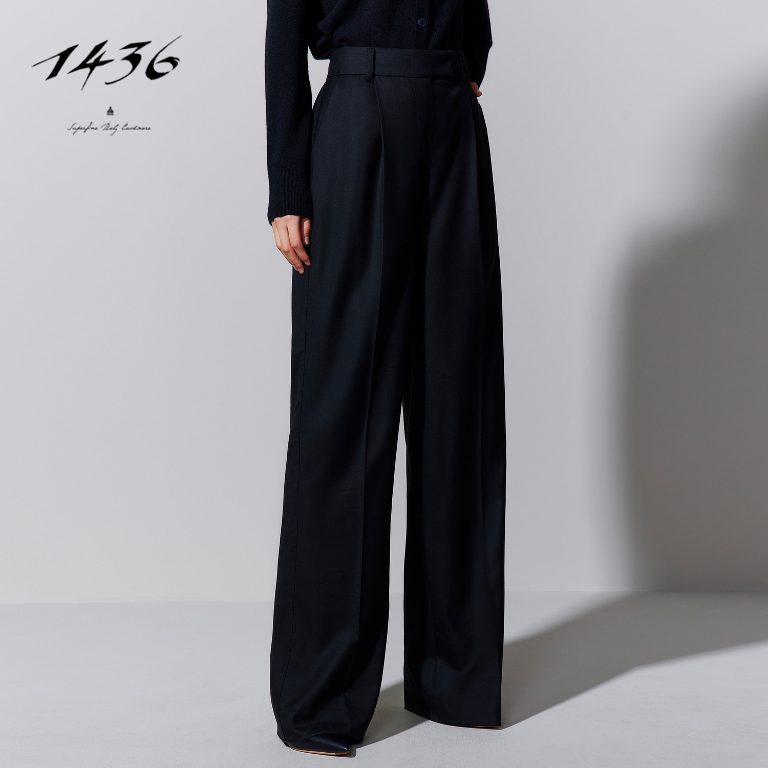 1436羊毛直筒阔腿商务休闲女士长裤