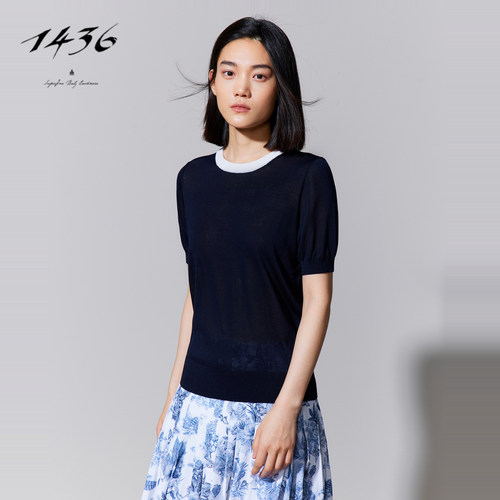 1436真丝精纺圆领女士半袖