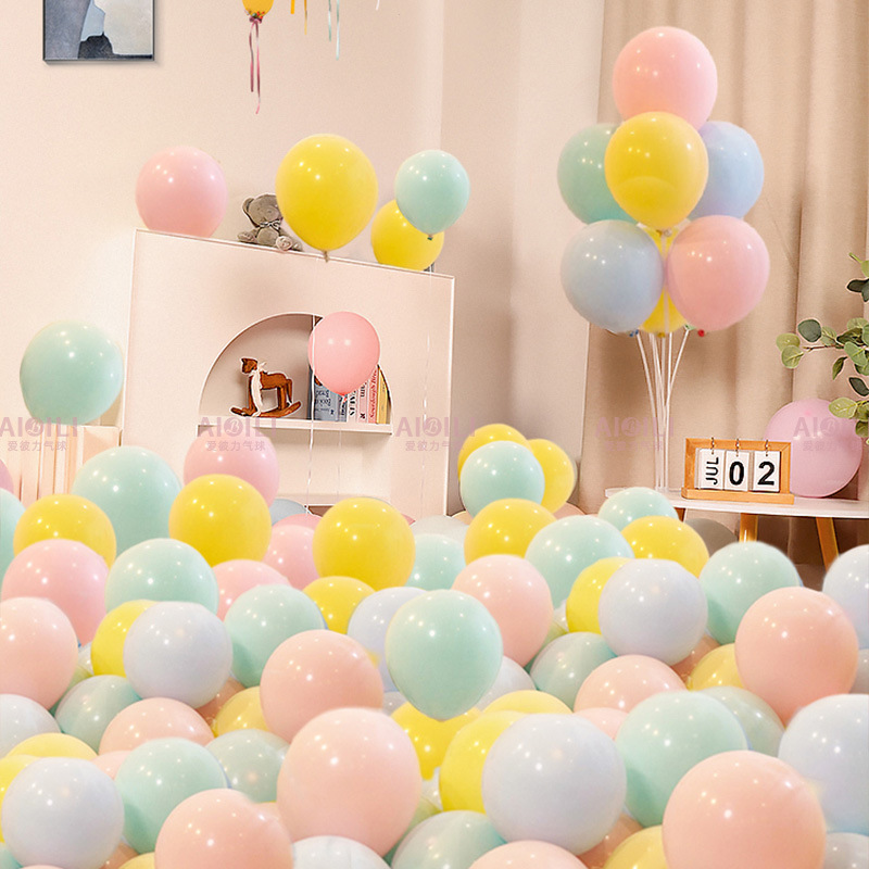 马卡龙气球儿童加厚无毒生日场景布置用品结婚装饰防爆乳胶气球