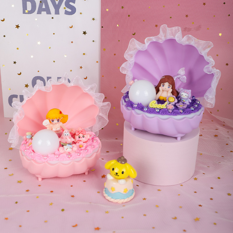 奶油胶diy贝壳小夜灯手工制作创意儿童礼物摆件装饰亲子活动现场