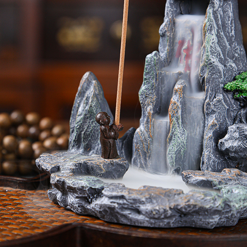 树脂倒流香炉塔檀香摆件家用室内卧室香薰厕所除臭驱蚊除异味禅意