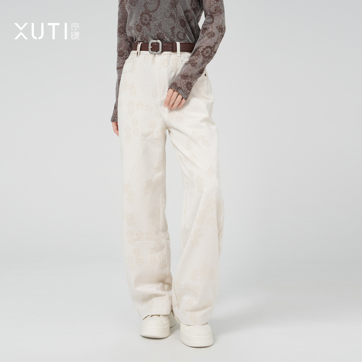 序缇质造2025秋季新款提花休闲裤女百搭宽松直筒长裤子J71-21777,女装/女士精品,裤子,淘宝优惠券,粉丝福利购,淘宝优惠卷