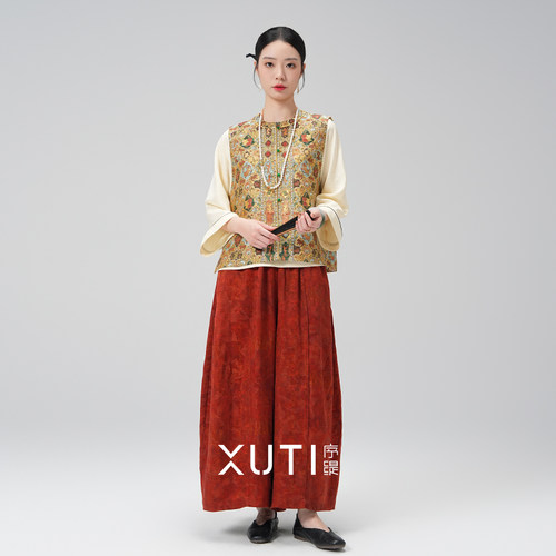 序缇质造新中式国风女装鎏金唐锦织锦75姆米重工马甲H260-9151