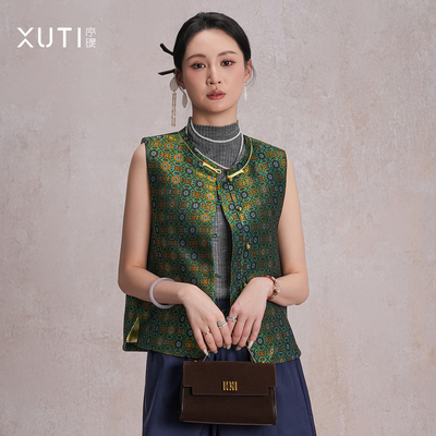 100%桑蚕丝新中式马甲女2026春季