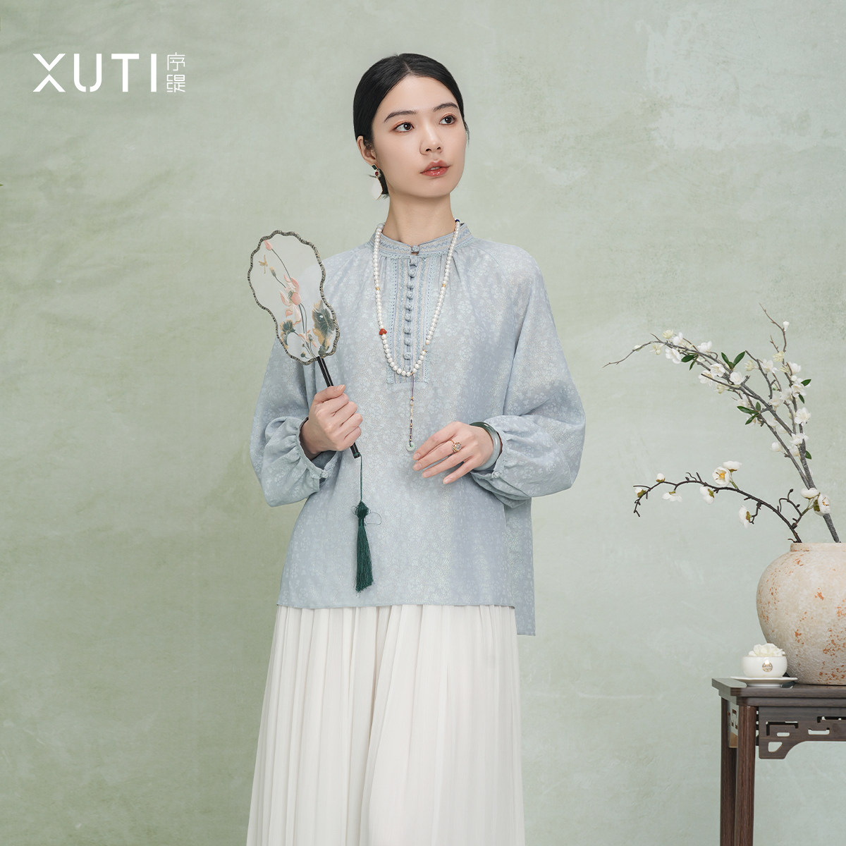 序缇质造『画中游』四经绞罗桑蚕丝新中式上衣女早春H49-2777