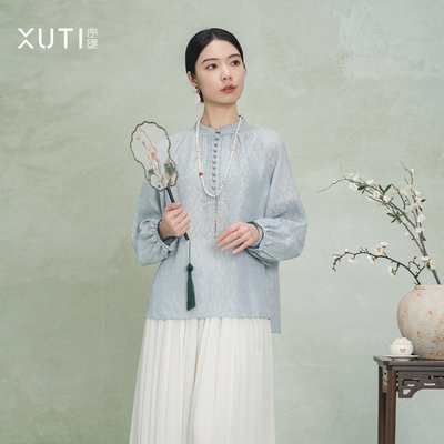 四经绞罗桑蚕丝新中式长袖上衣