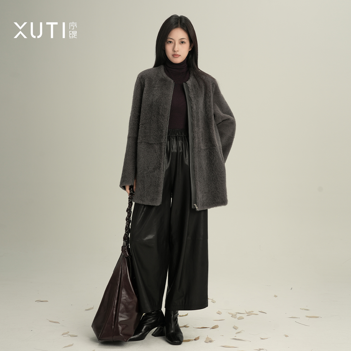 100%拉贡皮毛一体高端皮草外套女