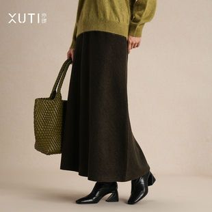 高腰显瘦中长裙子H08 新款 26870 羊毛半身裙女2025冬季 序缇质造