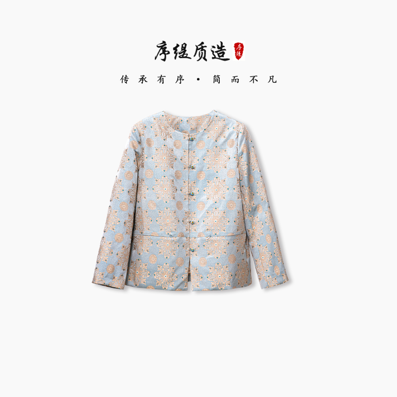 鹅绒填充100%桑蚕丝羽绒服外套