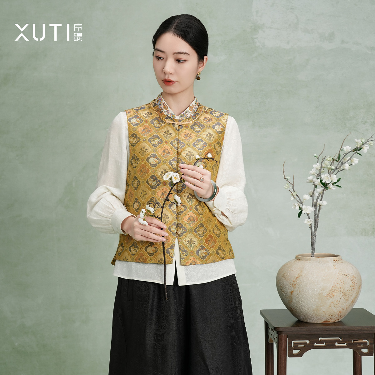 序缇质造桑蚕丝 新中式盘扣马甲女2026早春新款H339-283