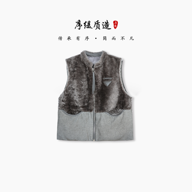 鹅绒填充皮毛一体鹅绒服马甲