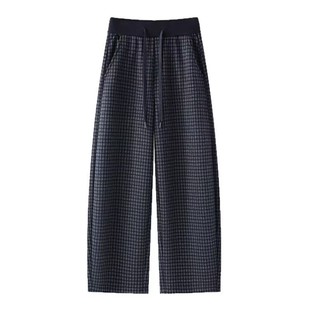 子J73 序缇质造格子休闲阔腿裤 宽松显瘦长裤 新款 25550 女2025冬季