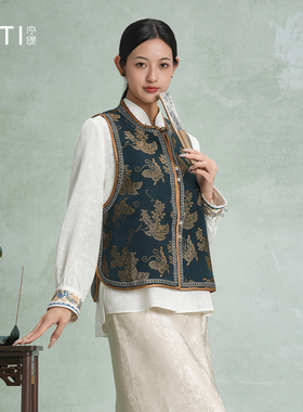 序缇质造非遗香云纱 新中式提花马甲女早春新款上衣H116-28275