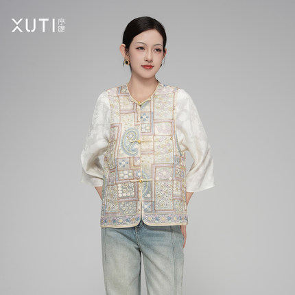 序缇质造国风新中式桑蚕丝背心马甲女夏季新款显瘦上衣J53-13186