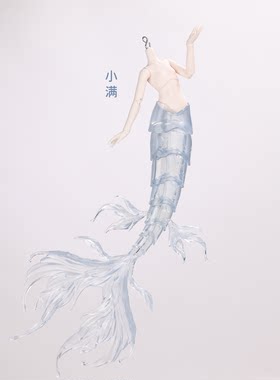 潘妮的宝盒特六bjd素体特体透明人鱼可动人偶盲盒配体适用