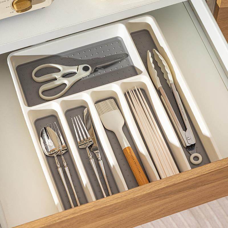 筷子分类收纳盒硅胶厨房抽屉收纳分隔餐具刀叉勺子分格橱柜整理盒,厨房/烹饪用具,厨房置物架/置物柜/角架,淘宝优惠券,粉丝福利购,淘宝优惠卷