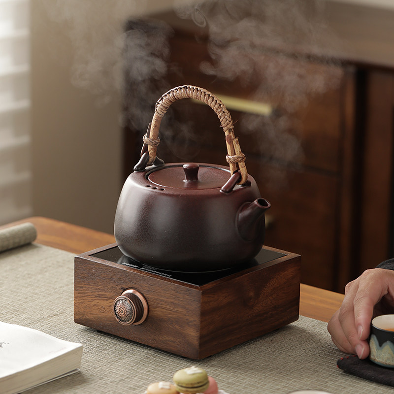 胡桃木电陶炉耐高温陶瓷煮茶壶
