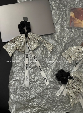COCONUT 高品质重工bling亮片蝴蝶结发圈ins风小众法式轻奢发饰
