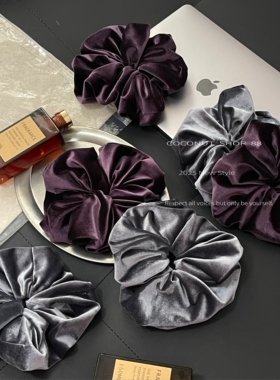 COCONUT 高品质复古丝绒ins大号深紫发圈网红简约气质灰头花发饰