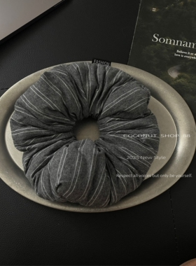 COCONUT 高级感韩国ins风慵懒条纹夹棉泡泡质感发圈气质马尾发饰