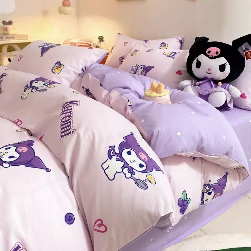 卡通库洛米床上四件套全棉儿童床单库洛米女孩宿舍三件套纯棉四季,床上用品,床品套件/四件套/多件套,淘宝优惠券,粉丝福利购,淘宝优惠卷