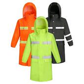 包邮 雨衣长款 全身防暴雨荧光黄绿牛津布加厚劳保反光雨衣男女拉链