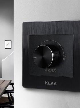 黑色拉丝可调光LED白炽灯调光开关 450W无极旋钮可控硅手动调光器