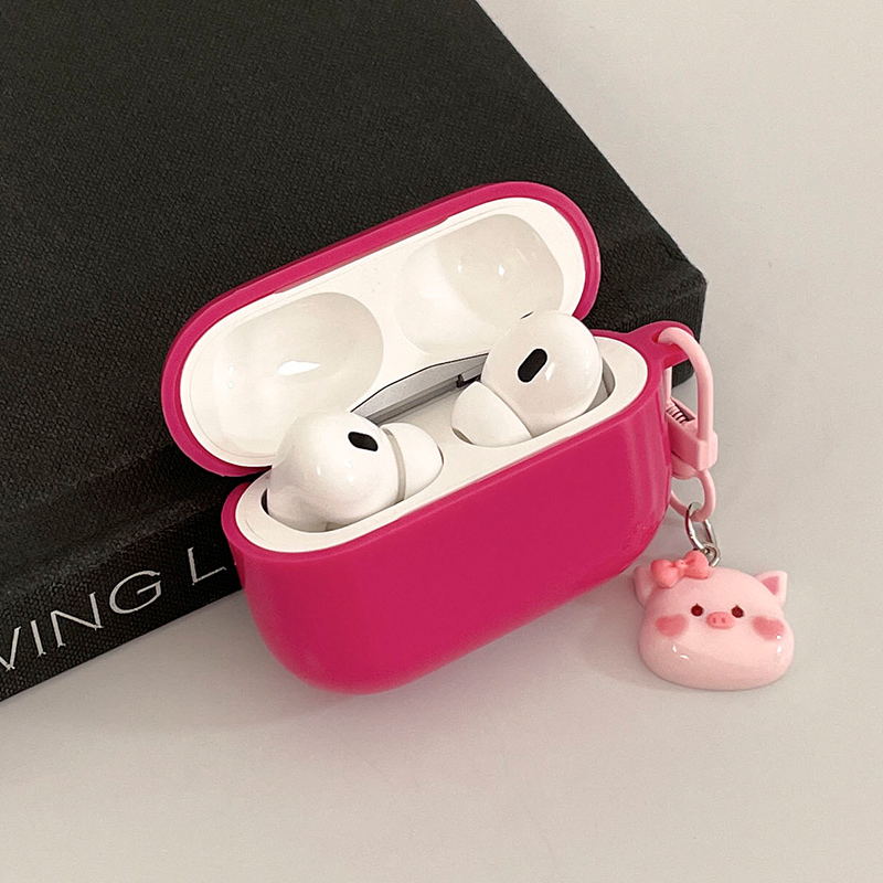 果冻玫红耳机套+粉色腮红小猪