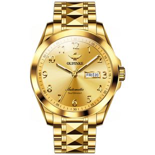 进口机芯正品牌男士手表男款全自动机械表瑞士18k金色数字盘名表