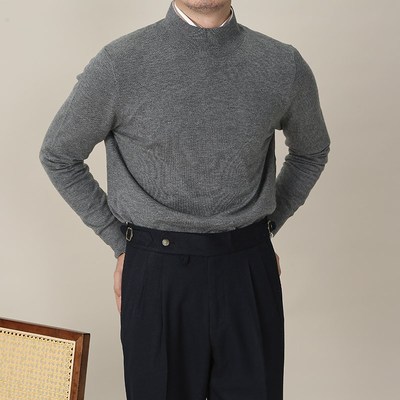 冬季多色半高领羊毛衫打底男修身高级感气质毛线衣W保暖内搭绅装