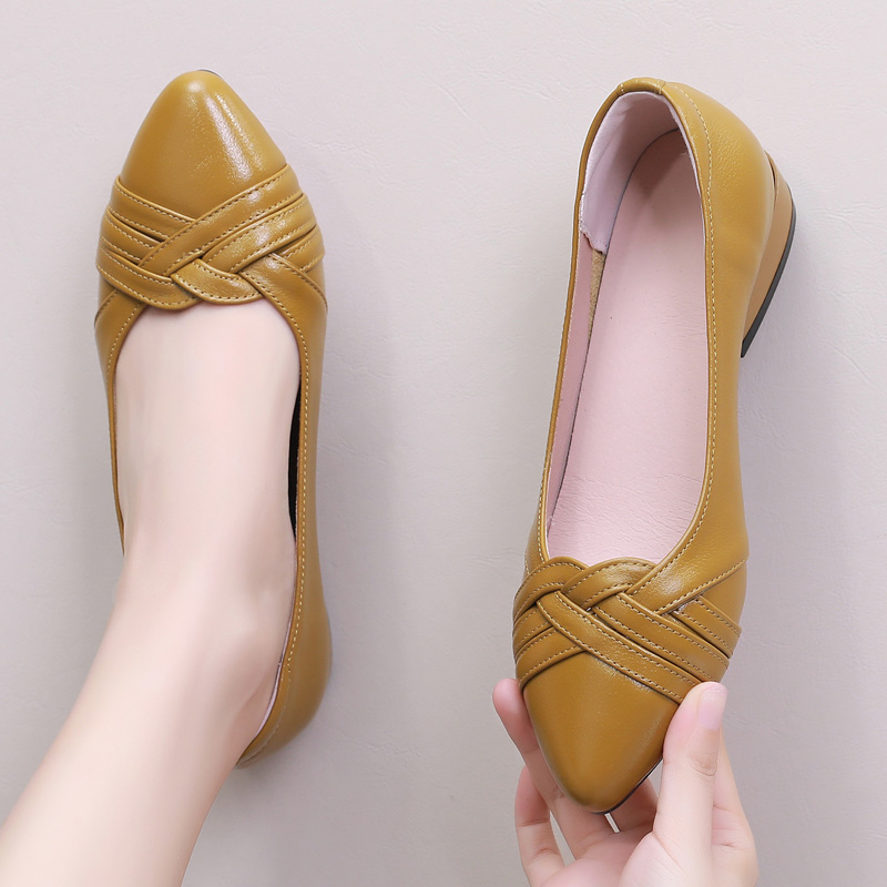2023春季新款小皮鞋41号大码女鞋夏款百搭显脚小平底漏脚面单鞋女