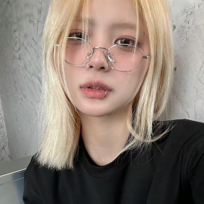 中古味小椭圆银丝平光眼镜女款冷斯文败类素Q颜近视度数眼镜框架