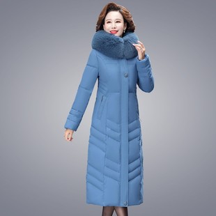 妈妈冬装羽绒棉服长款过膝2021新款中老年棉衣R女洋气显瘦棉袄外